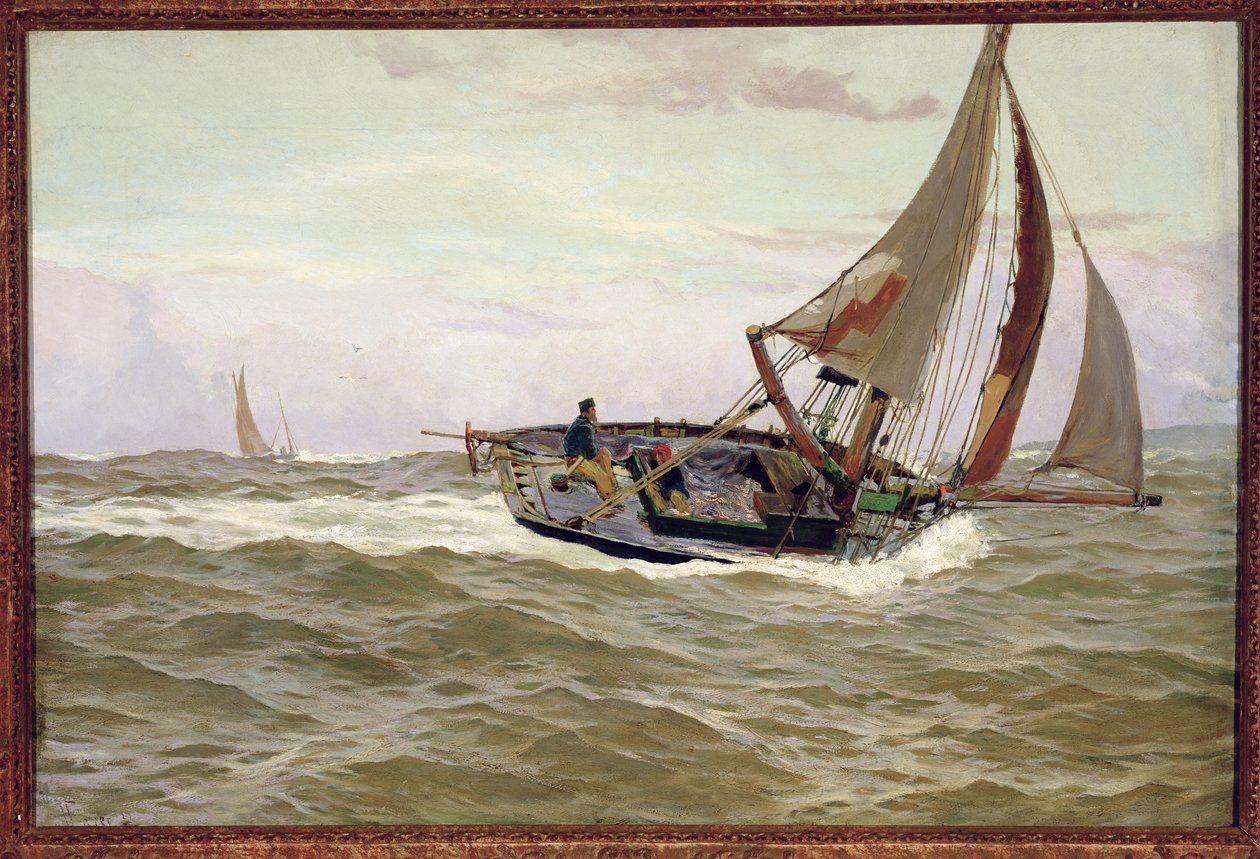 A Fishing Boat in a Stiff Breeze by John Fraser