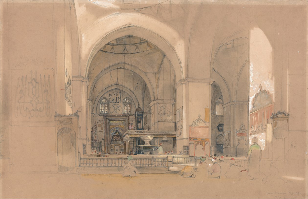 Interior of the Great Mosque, Bursa, Turkey by John Frederick Lewis