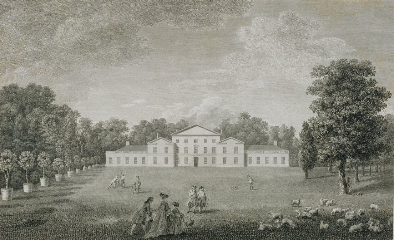 View of the Palace at Kew from the Lawn, engraved by William Woollett (1735-85) 1763 by John Joshua Kirby