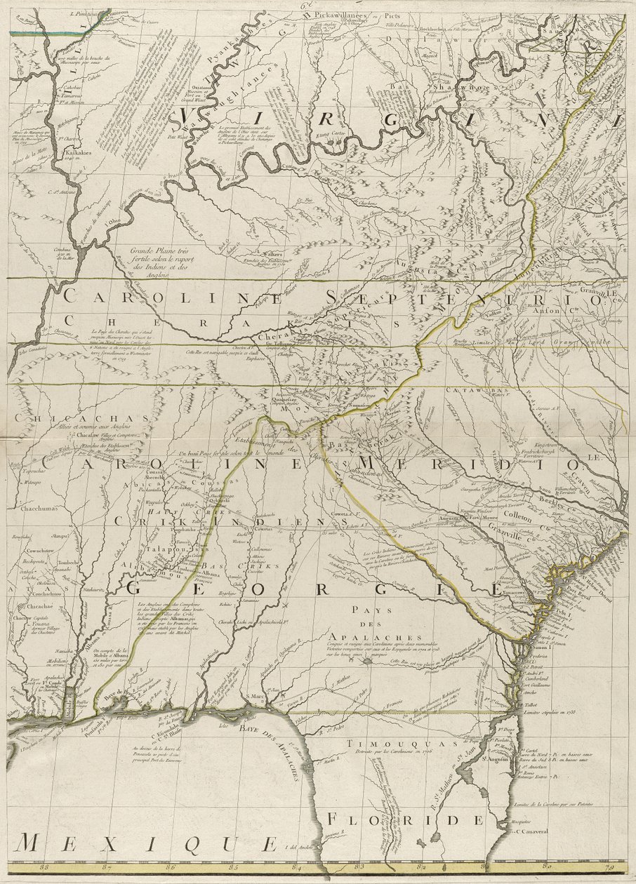 A Map of the British and French Dominions in America by John Mitchell
