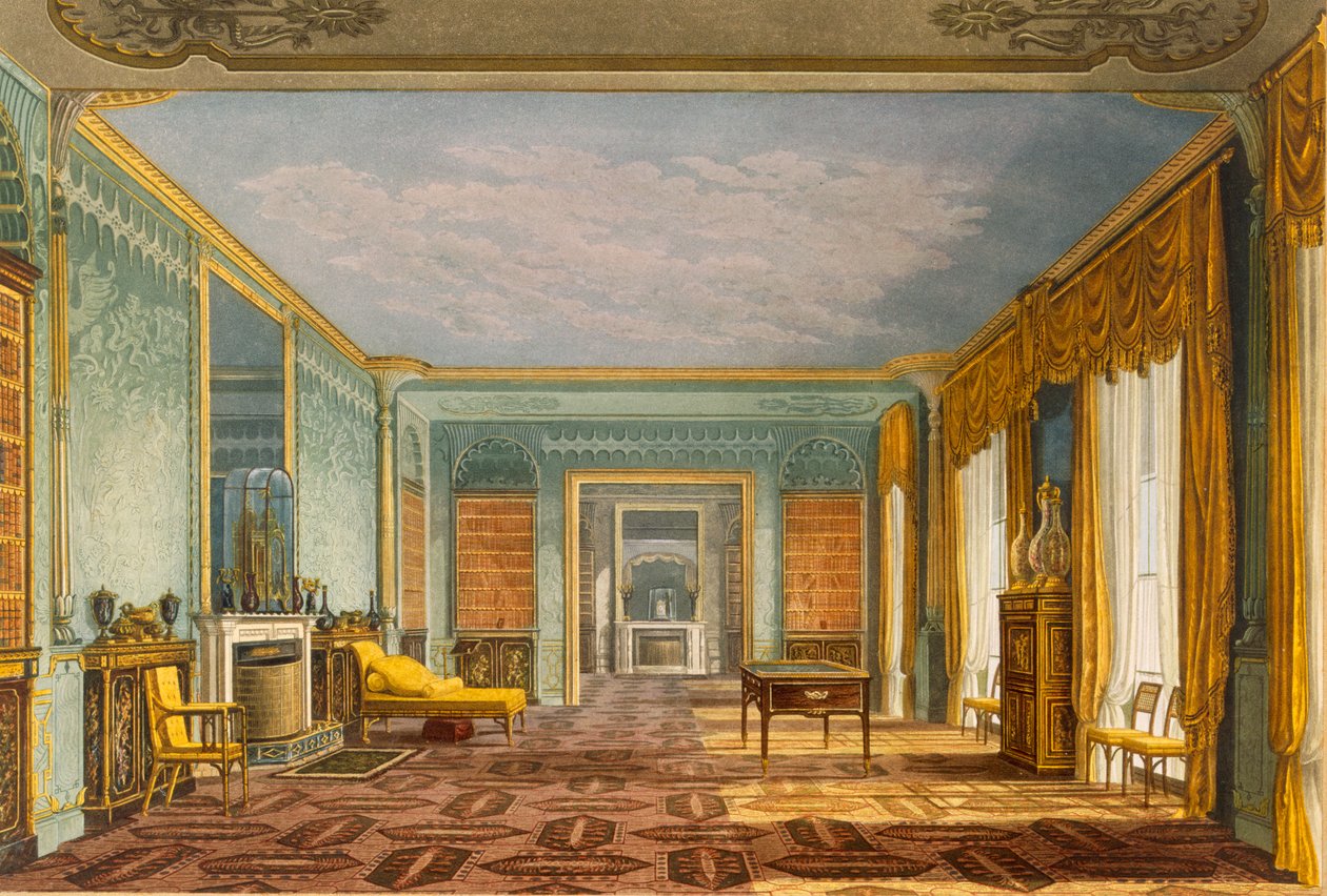 The King's Library from Views of The Royal Pavilion, Brighton, by John ...