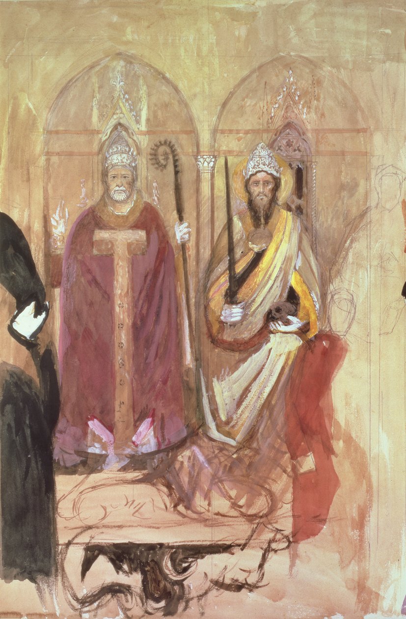 The Pope and the Emperor, fresco in the Spanish Chapel, Santa Maria Novella, Florence, 19th century by John Ruskin