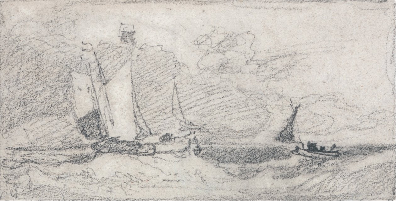 Sailing Wherries and Boats in a Choppy Sea by John Sell Cotman
