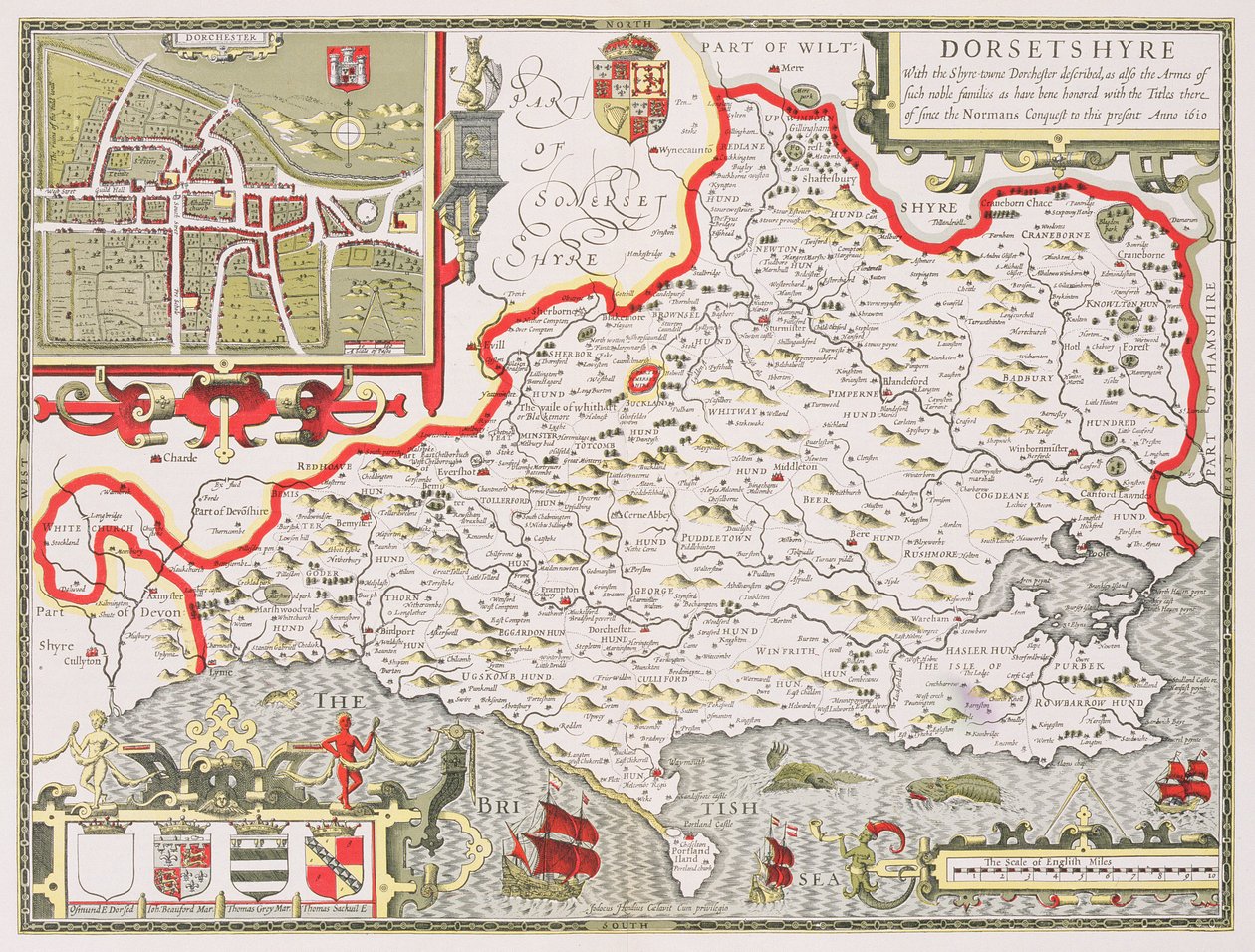 Dorsetshire, engraved by Jodocus Hondius (1563-1612) from John Speed