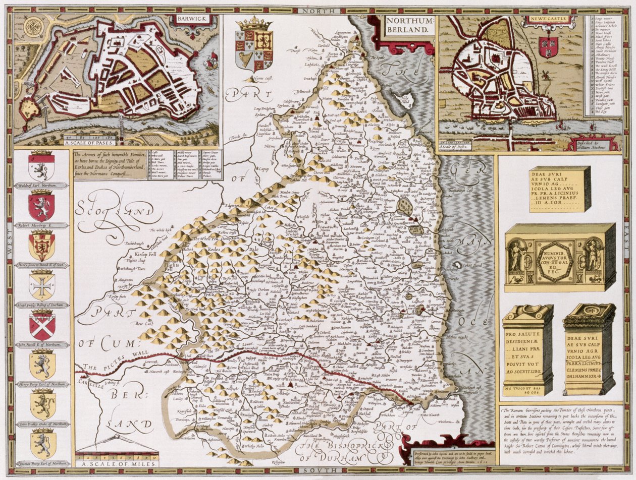 Northumberland, engraved by Jodocus Hondius from John Speed