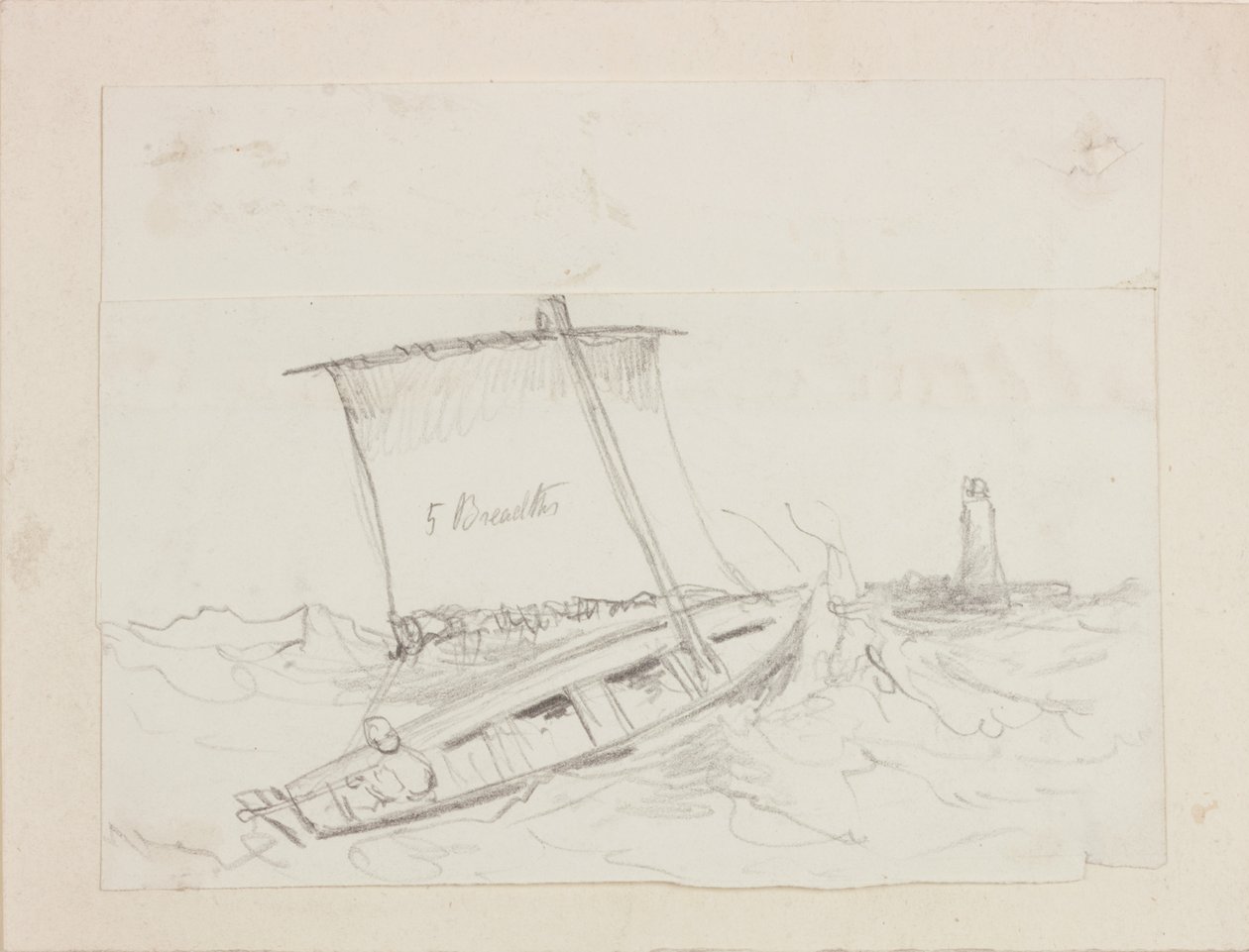 Lighthouse, and Figure in a Boat by John Wilson Carmichael