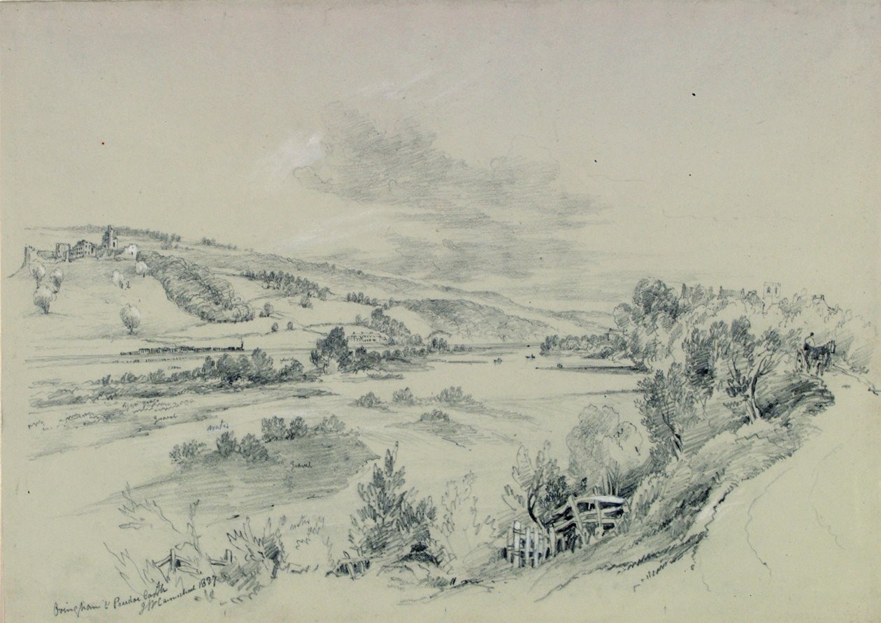 Ovingham and Prudhoe Castle, 1837 by John Wilson Carmichael