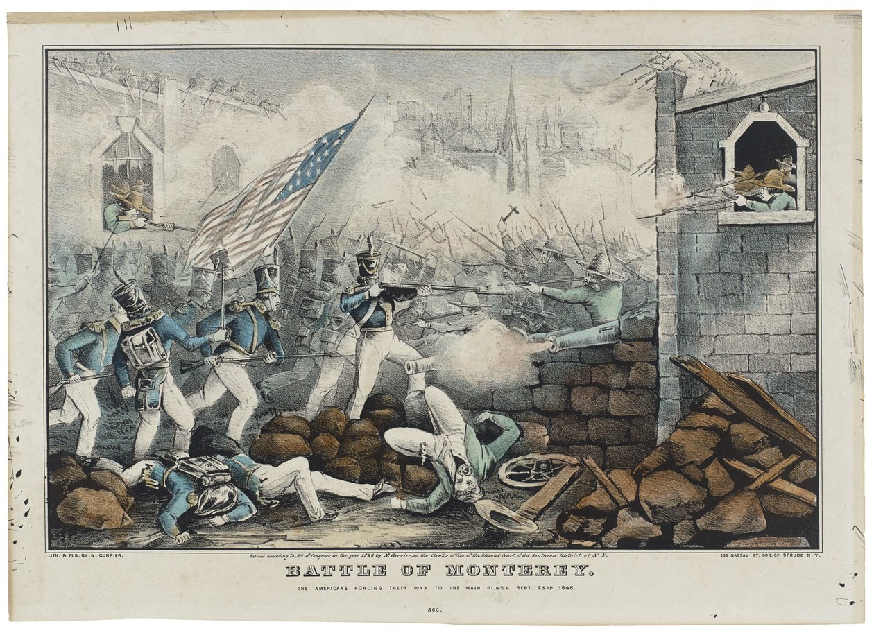 Battle of Monterey on 7 July 1846, Litho by Nathaniel Currier by John (after) Cameron