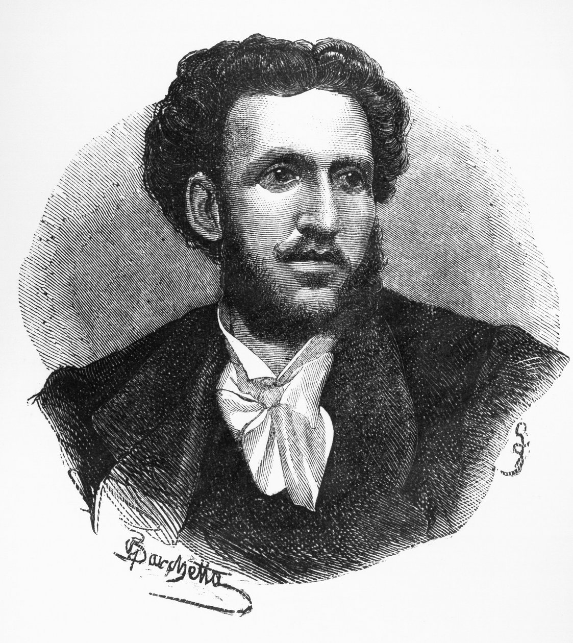 Portrait of Iginio Ugo Tarchetti, Italian author, poet and journalist, engraving by Walter Charles Mills