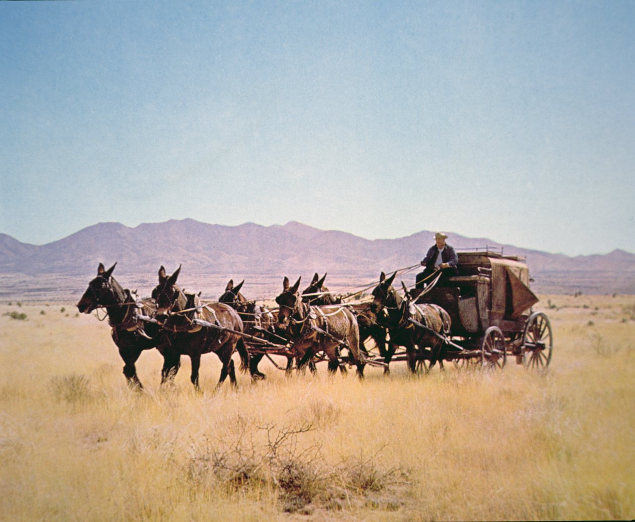 Western Stagecoach pulled by a six mule team by Walter Charles Mills