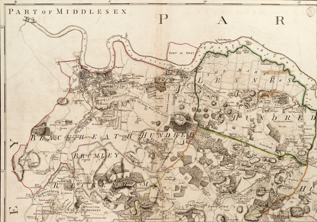 Map of Greenwich to Erith, London by John Andrews