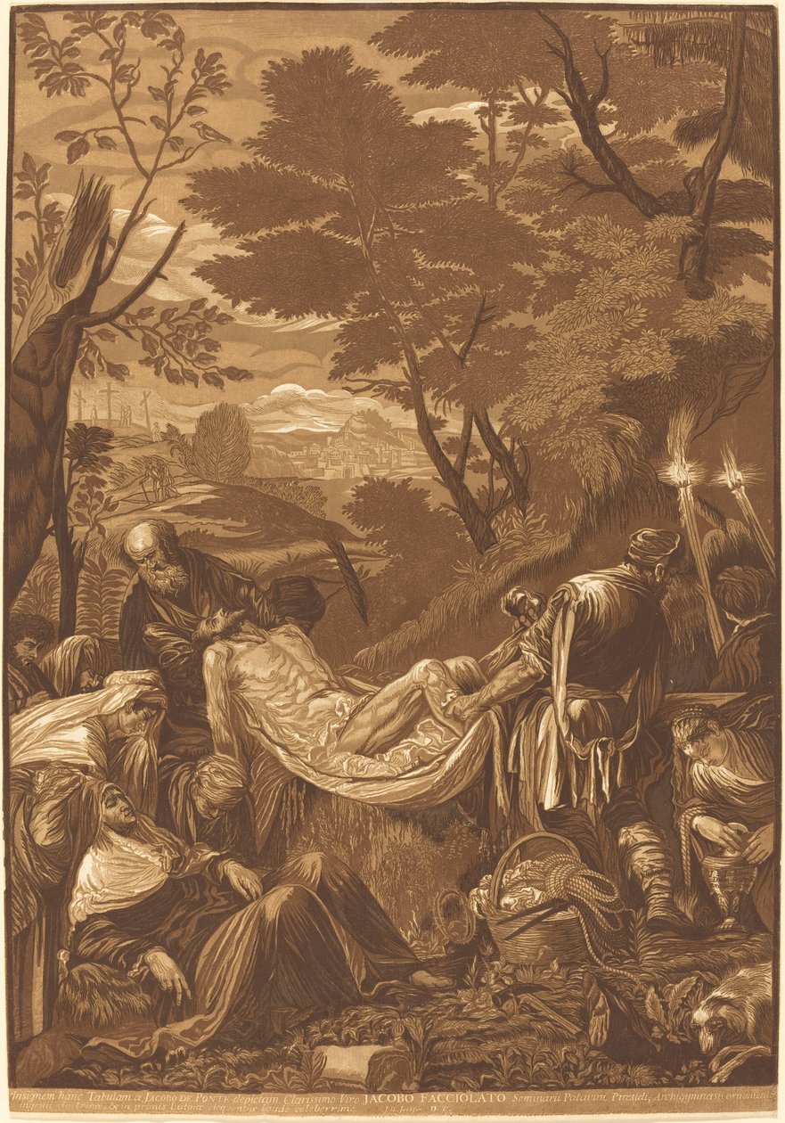 The Entombment by John Baptist Jackson after Jacopo Bassano