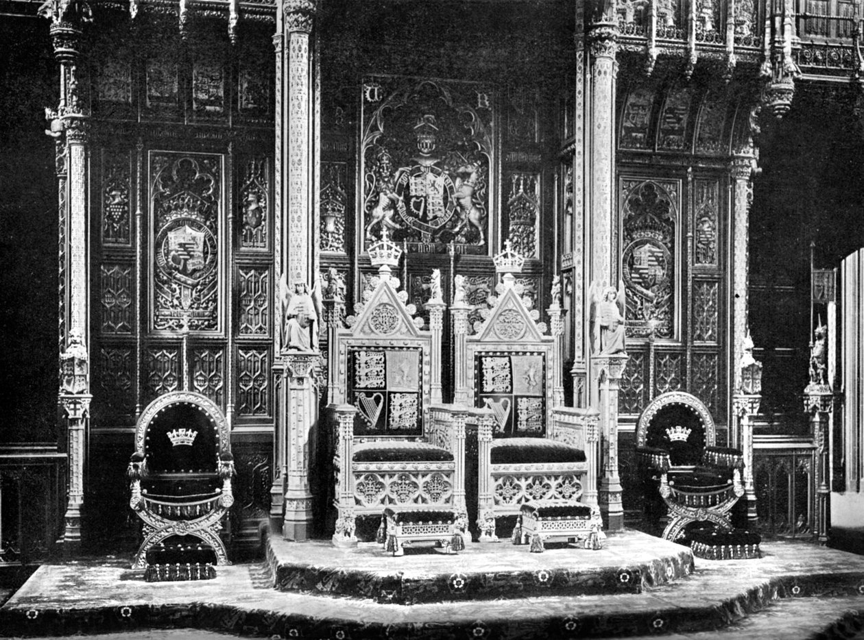 The Royal Throne, House of Lords, Westminster, c. 1905 by John Benjamin Stone