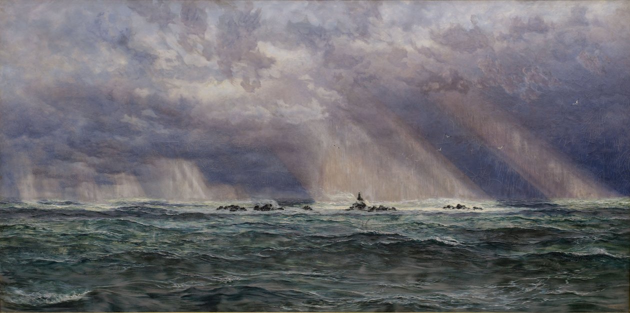 A North-West Gale off the Longships Lighthouse by John Brett