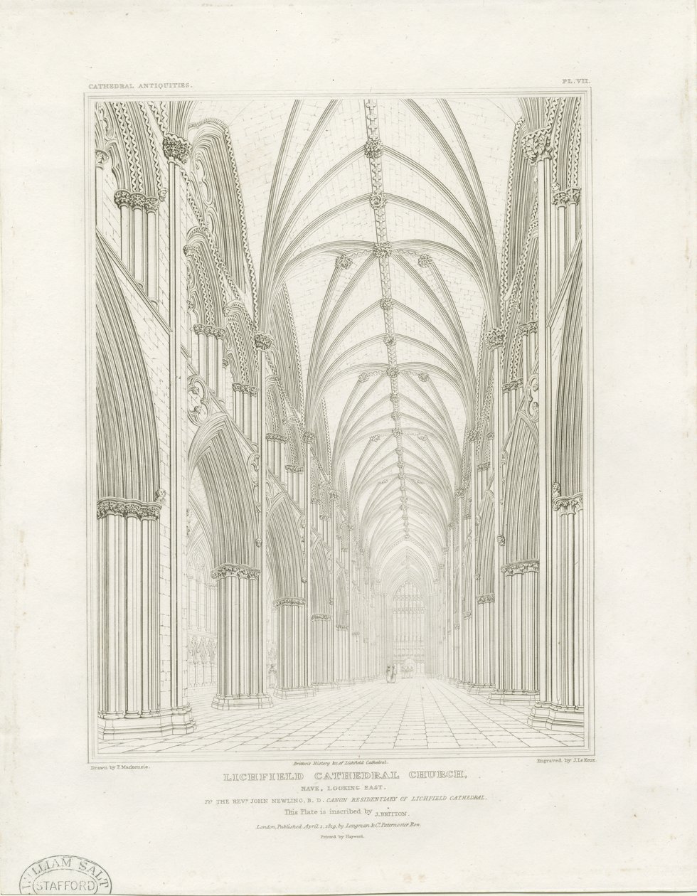 Interior of Lichfield Cathedral - Nave by John Britton