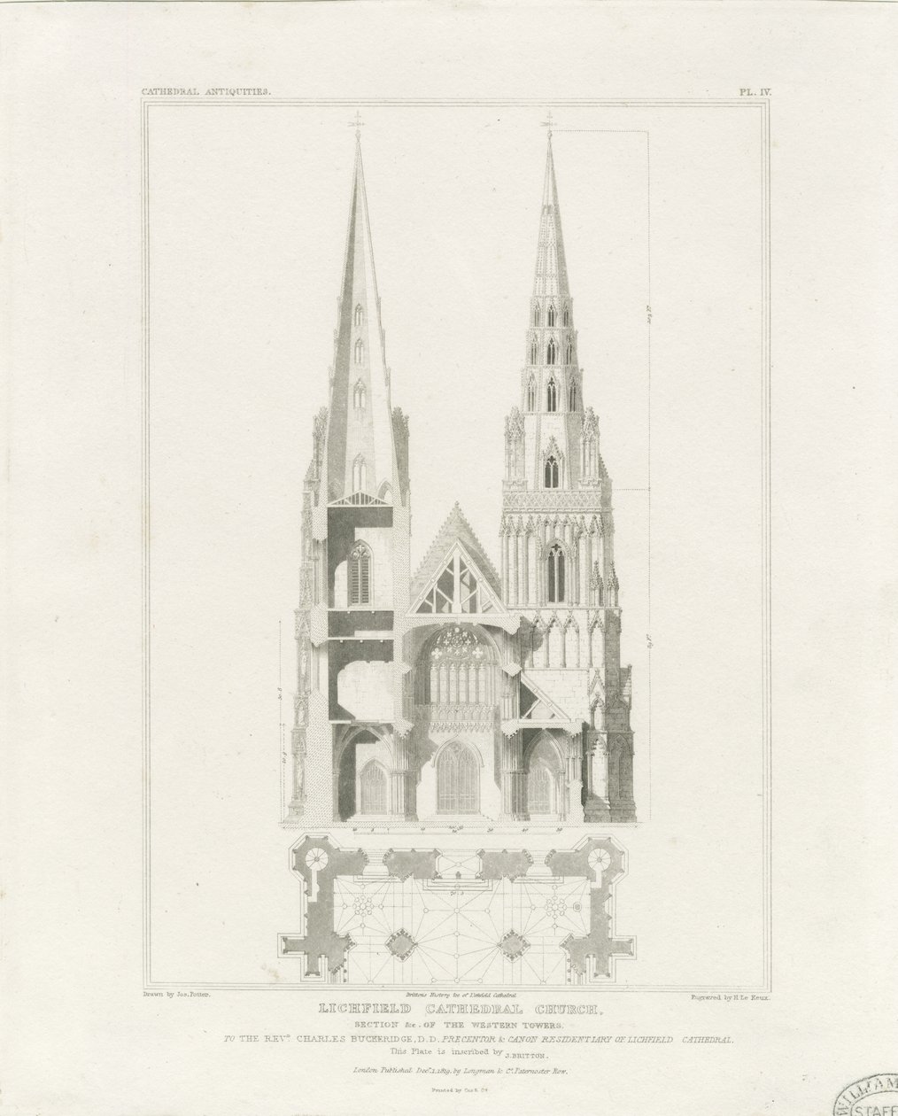 Lichfield Cathedral - West Front by John Britton