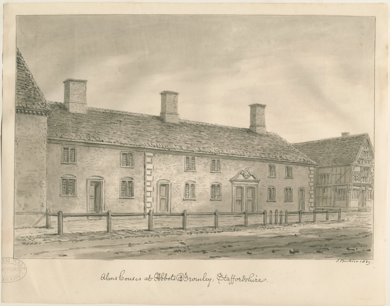 Abbots Bromley Almshouses by John Buckler
