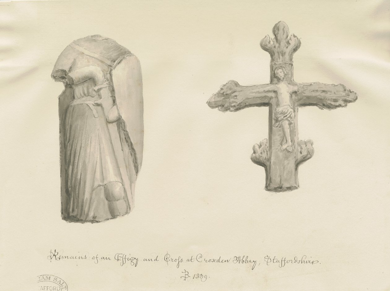 Croxden - Antiquities: Sepia Drawing by John Buckler