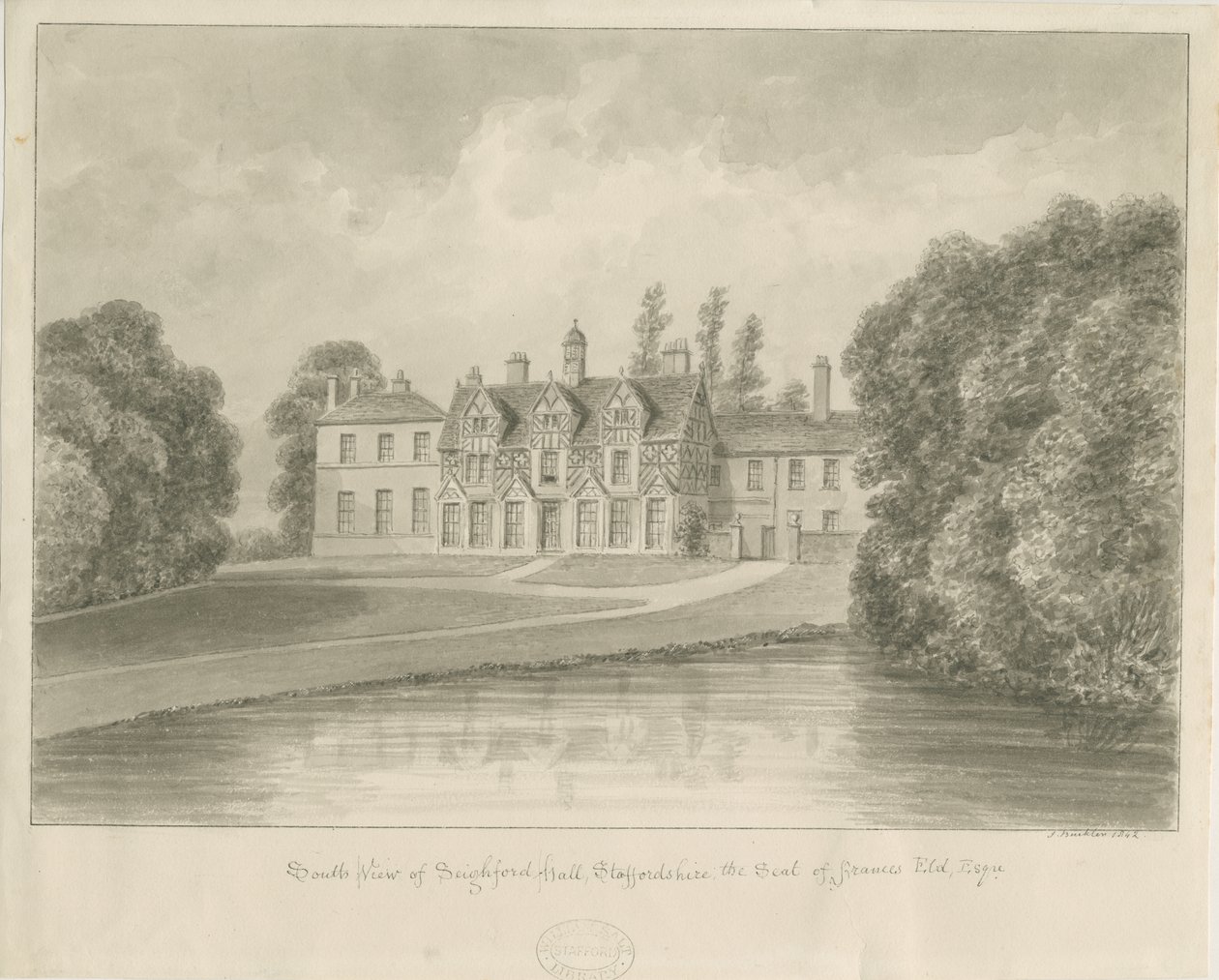 Seighford Hall by John Buckler