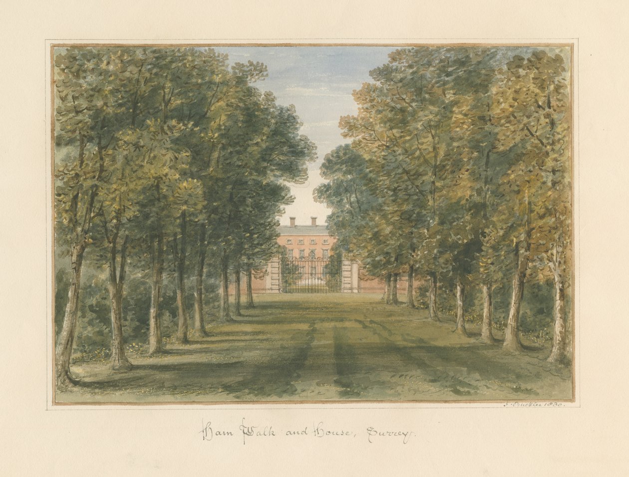 Surrey - Ham Walk and House, 1830 by John Buckler