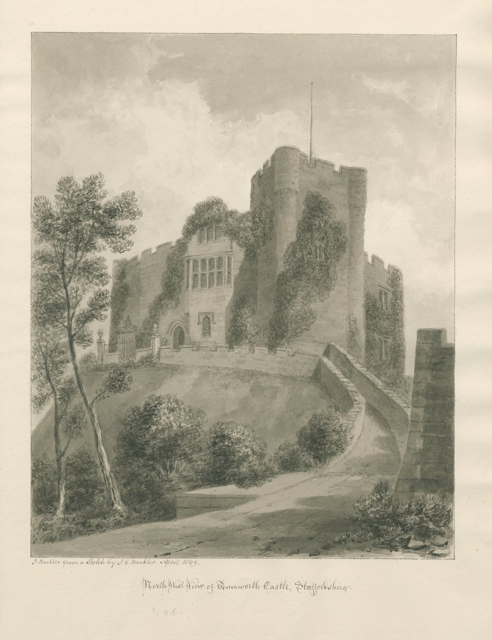 Tamworth Castle (Apr 1849) by John Buckler