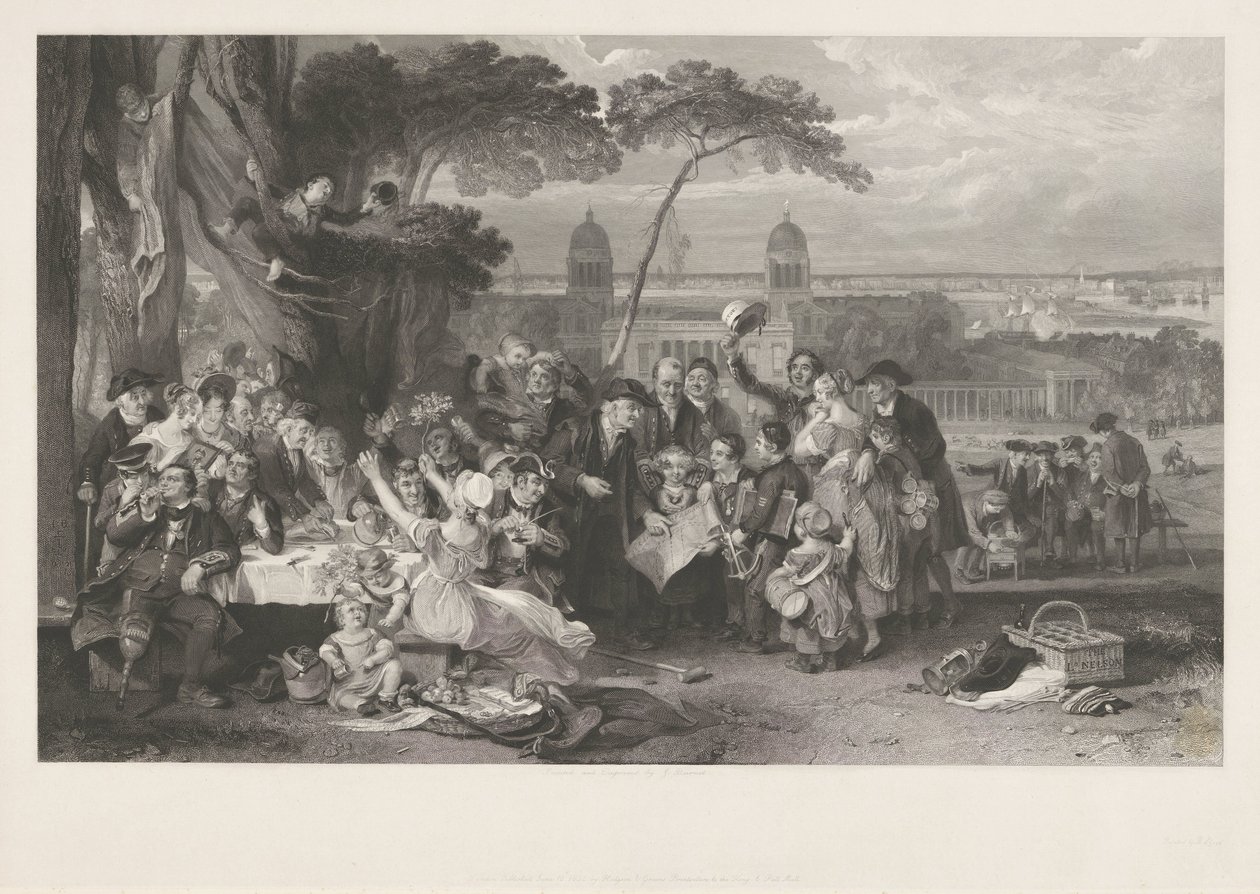 Festive Company in a Park Celebrating the Victory at Trafalgar by John Burnet