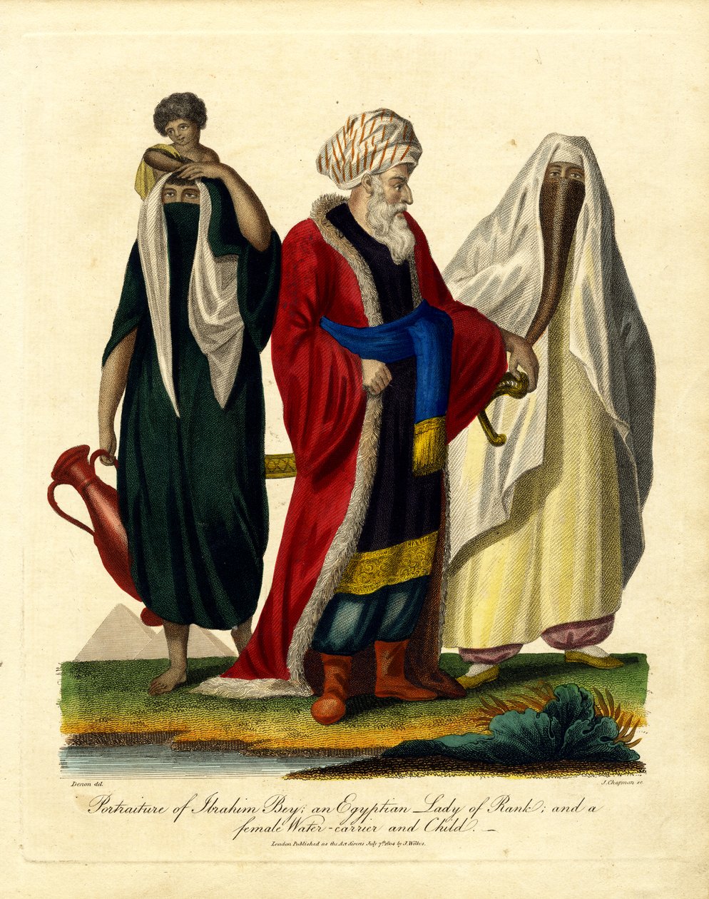 Portraiture of Ibrahim Bey, an Egyptian Lady of Rank, and a Female Water-Carrier and Child by John Chapman