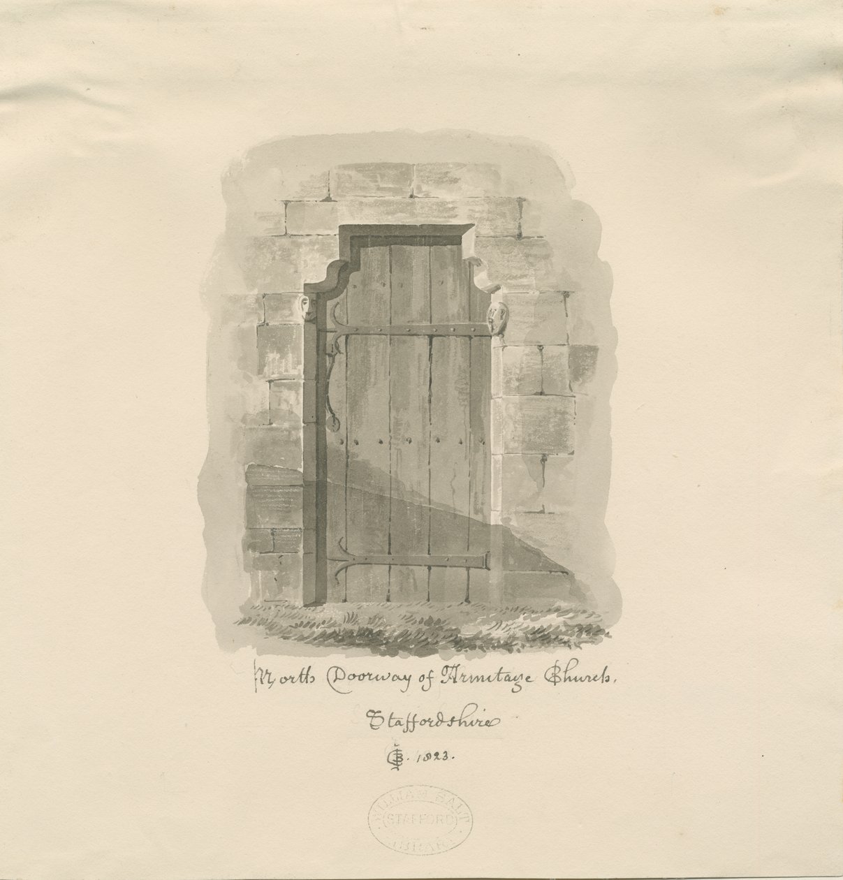 Armitage Church - North Doorway, 1823 by John Chessell Buckler