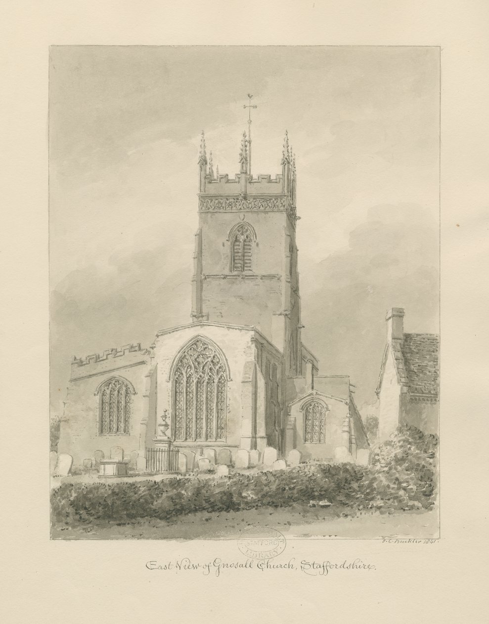Gnosall Church by John Chessell Buckler