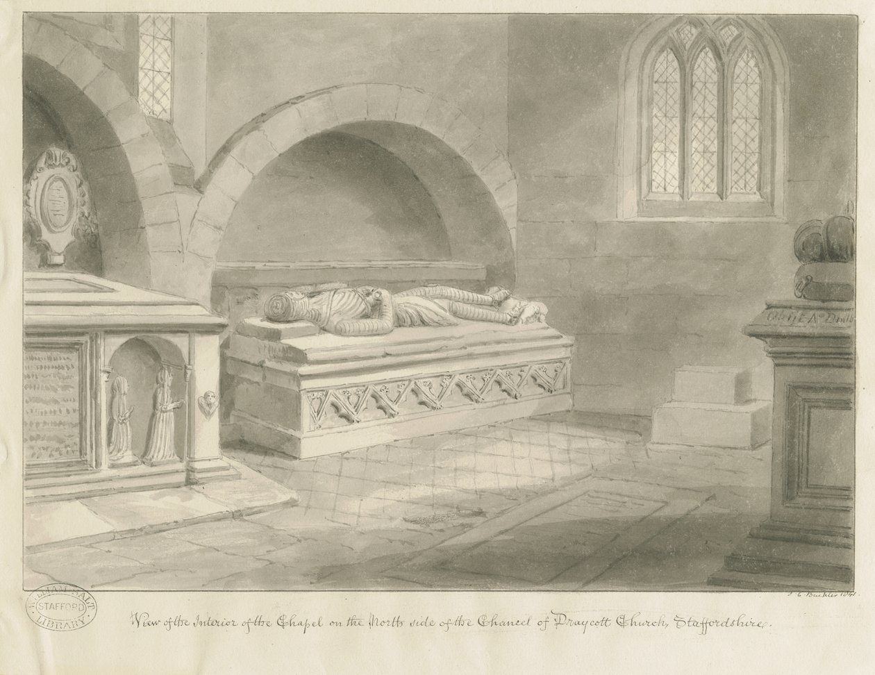 Interior of Draycott in the Moors Church by John Chessell Buckler