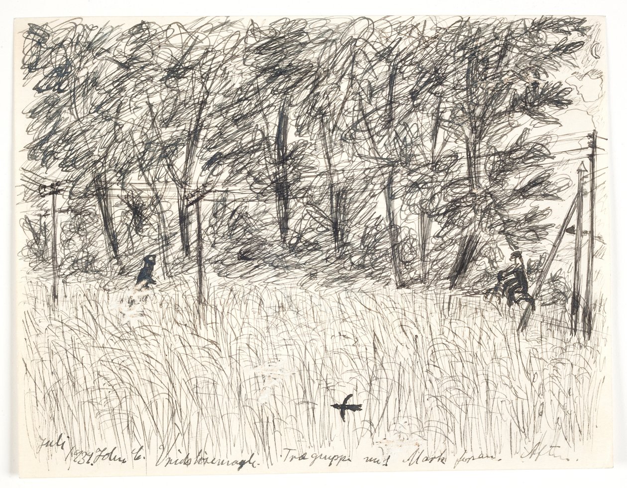 Vridsløsemagle. Group of Trees with Field in Front. Evening by John Christensen