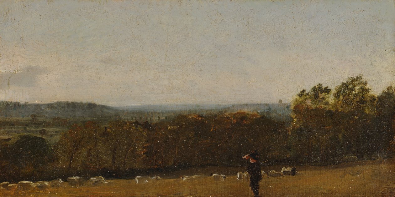 A Shepherd in a Landscape looking across Dedham Vale towards Langham, ca. 1811 by John Constable