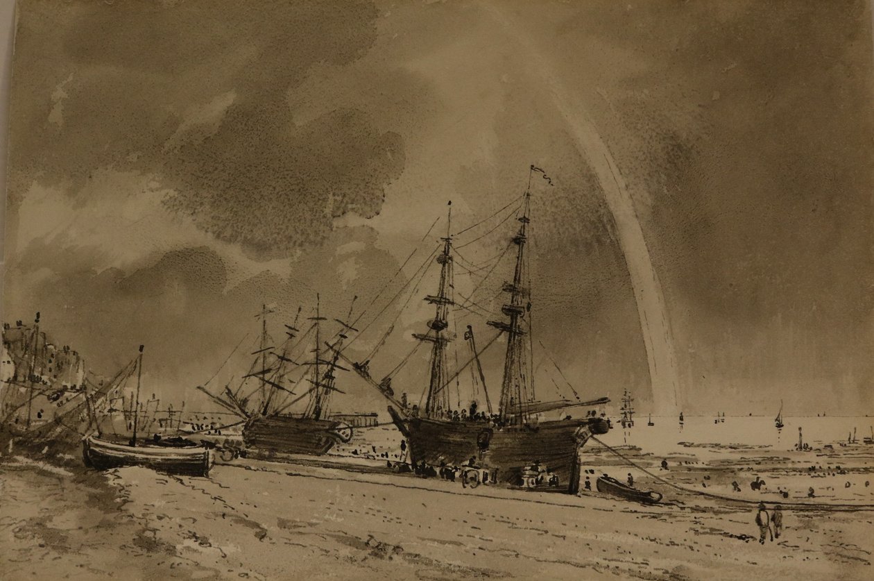 Brighton Beach with a Rainbow: Colliers Unloading, c.1792 by John Constable