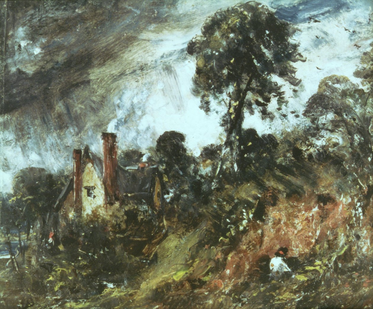 Cottage Among Trees with a Sandbank, c.1830-36 by John Constable