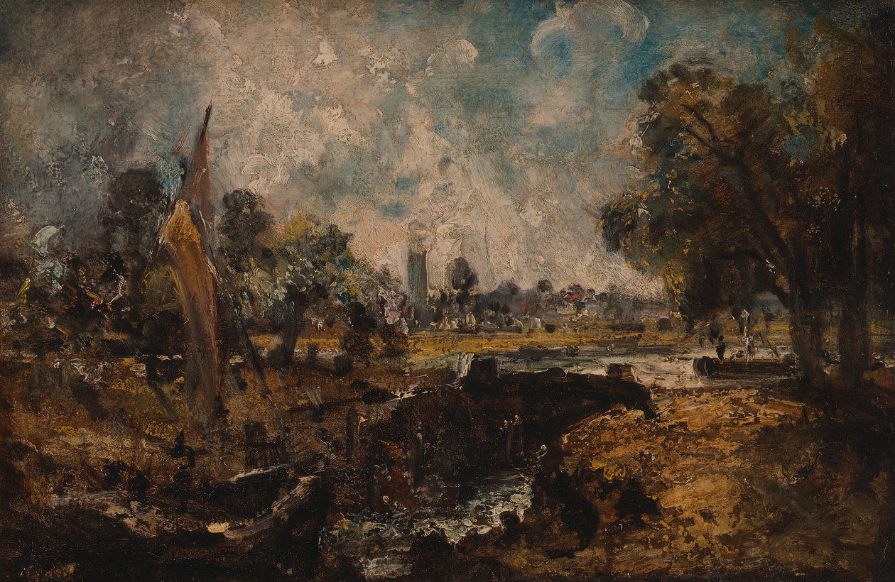 Dedham Lock, 1819 to 1820 by John Constable: Fine art print