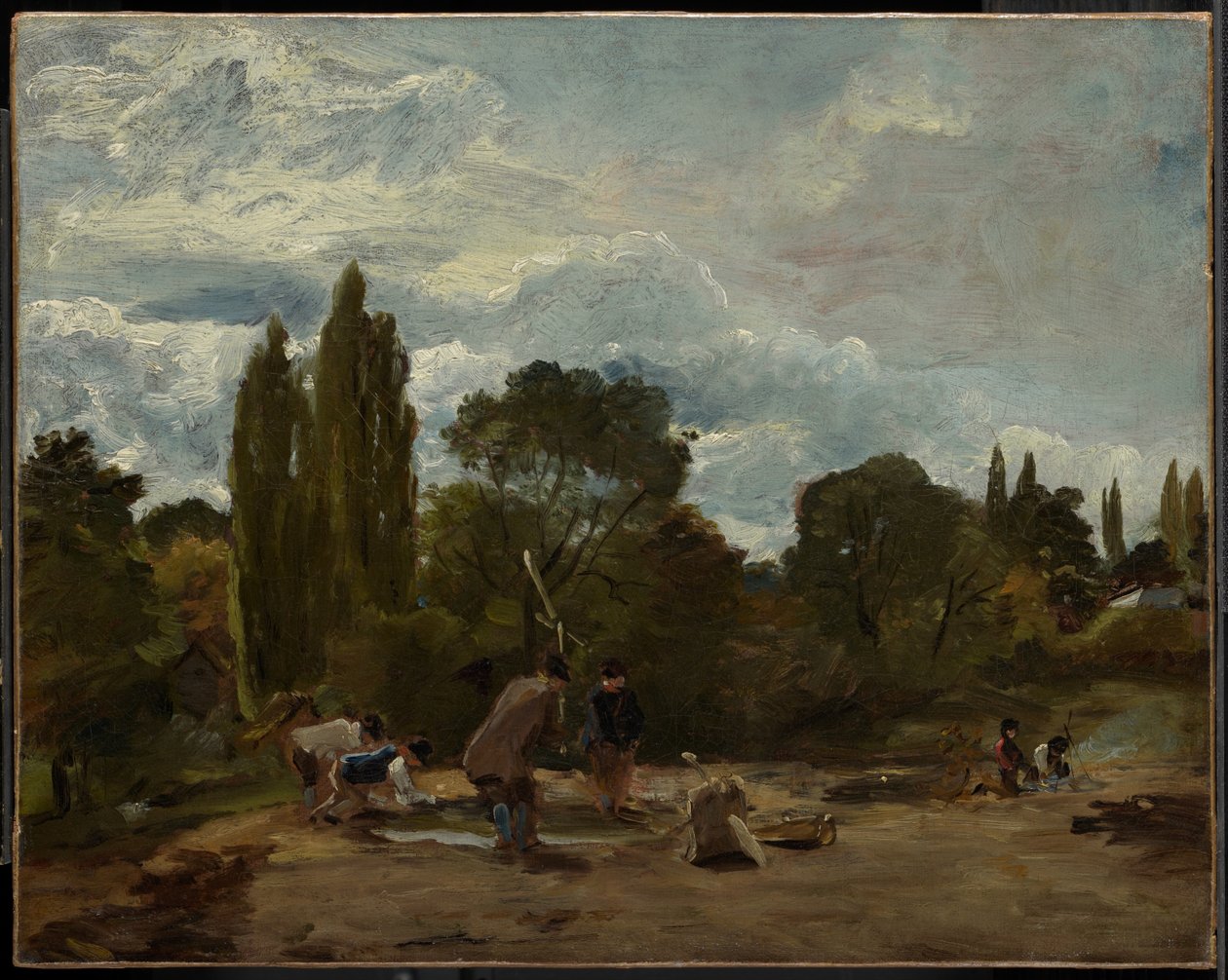 Flailing Turnip-heads, East Bergholt by John Constable