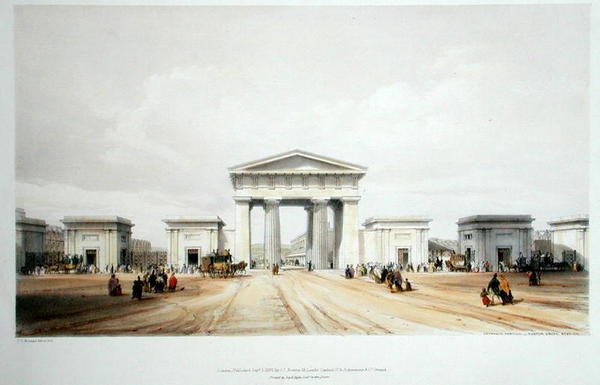 Entrance portico, Euston Grove Station by John Cooke Bourne