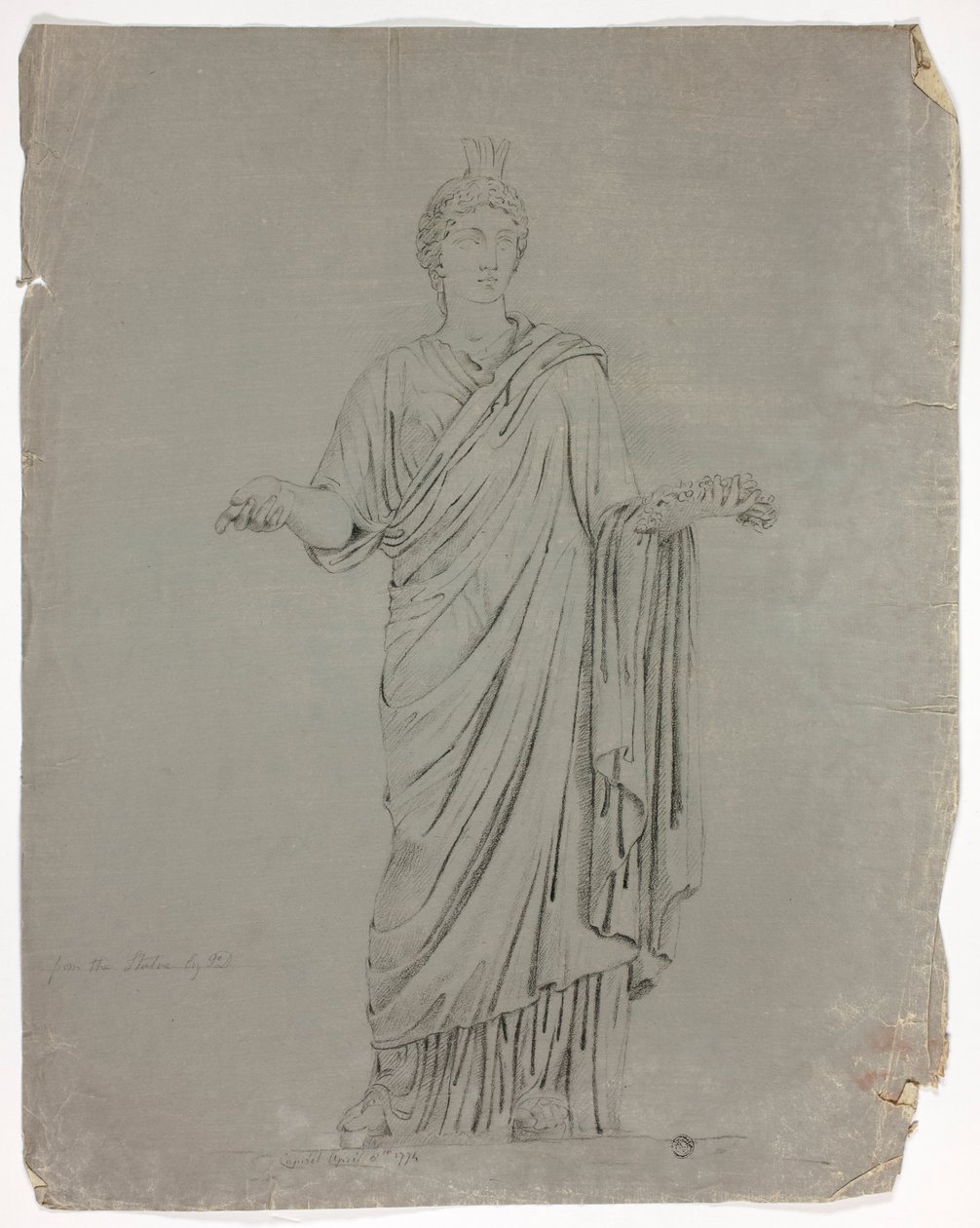 Antique Statue of Standing Goddess with Outstretched Arms by John Downman