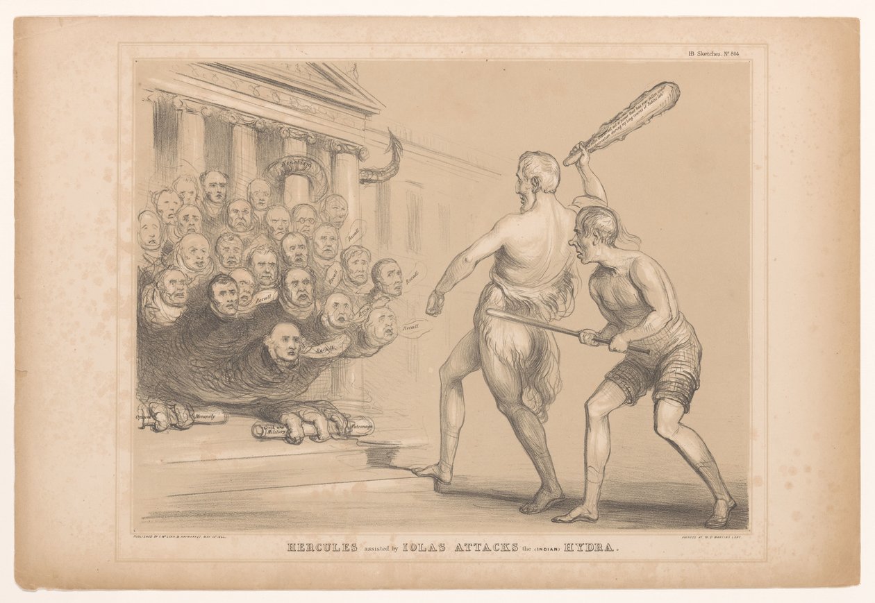 Caricature with Wellington as Hercules (HB Sketches) by John Doyle