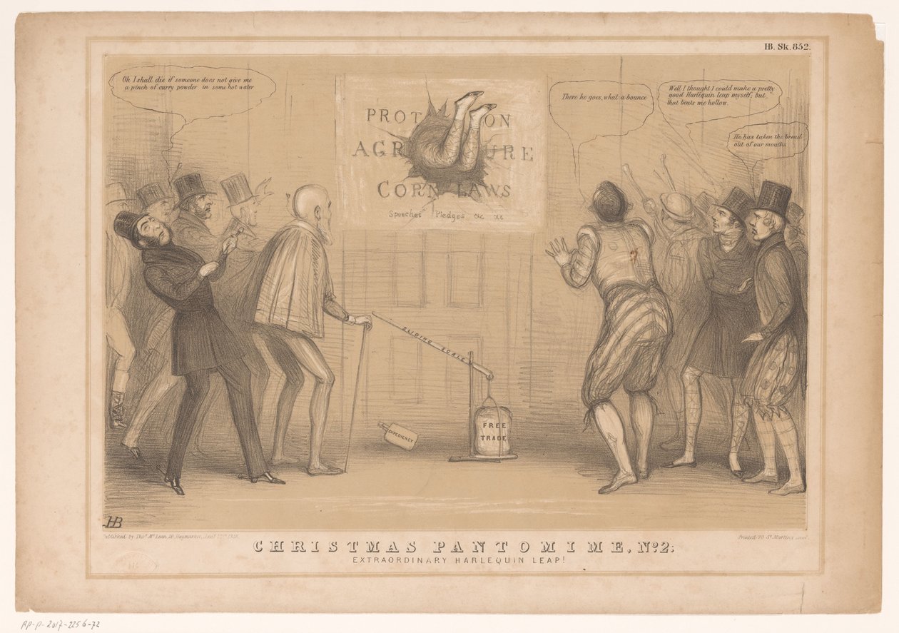 Caricature with Prime Minister Peel as Harlequin by John Doyle