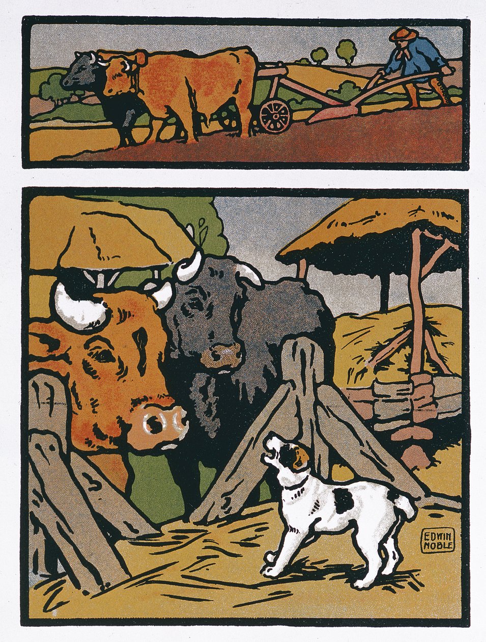 Illustration for The Dog and the Cow (from 