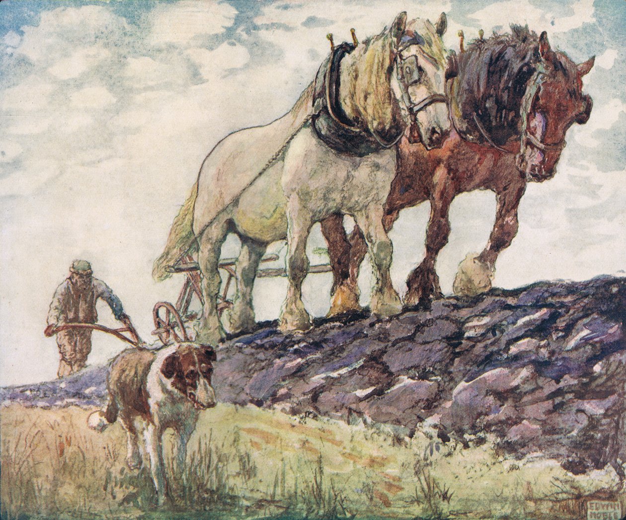 Ploughing the field, illustration from 'Helpers Without Hands' by ...