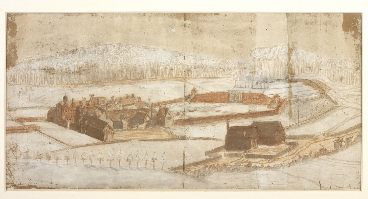 View of Wotton with the garden, grotto and environs from the western corner, c.1650 by John Evelyn