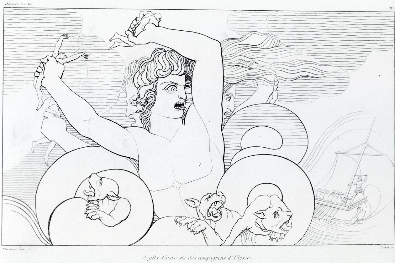 Episode of Charybdis and Scylla: six of Ulysses's companions are ...
