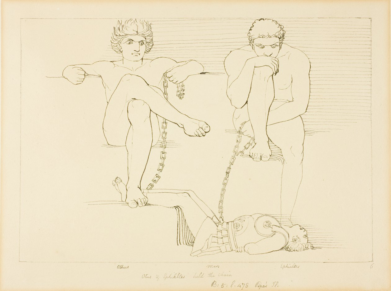 Othus and Ephialtes Holding Ares Captive by John Flaxman