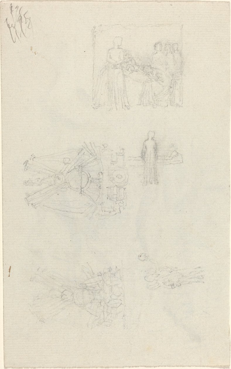 Studies of a Sickbed and Decorations for the Façade of Buckingham Palace by John Flaxman