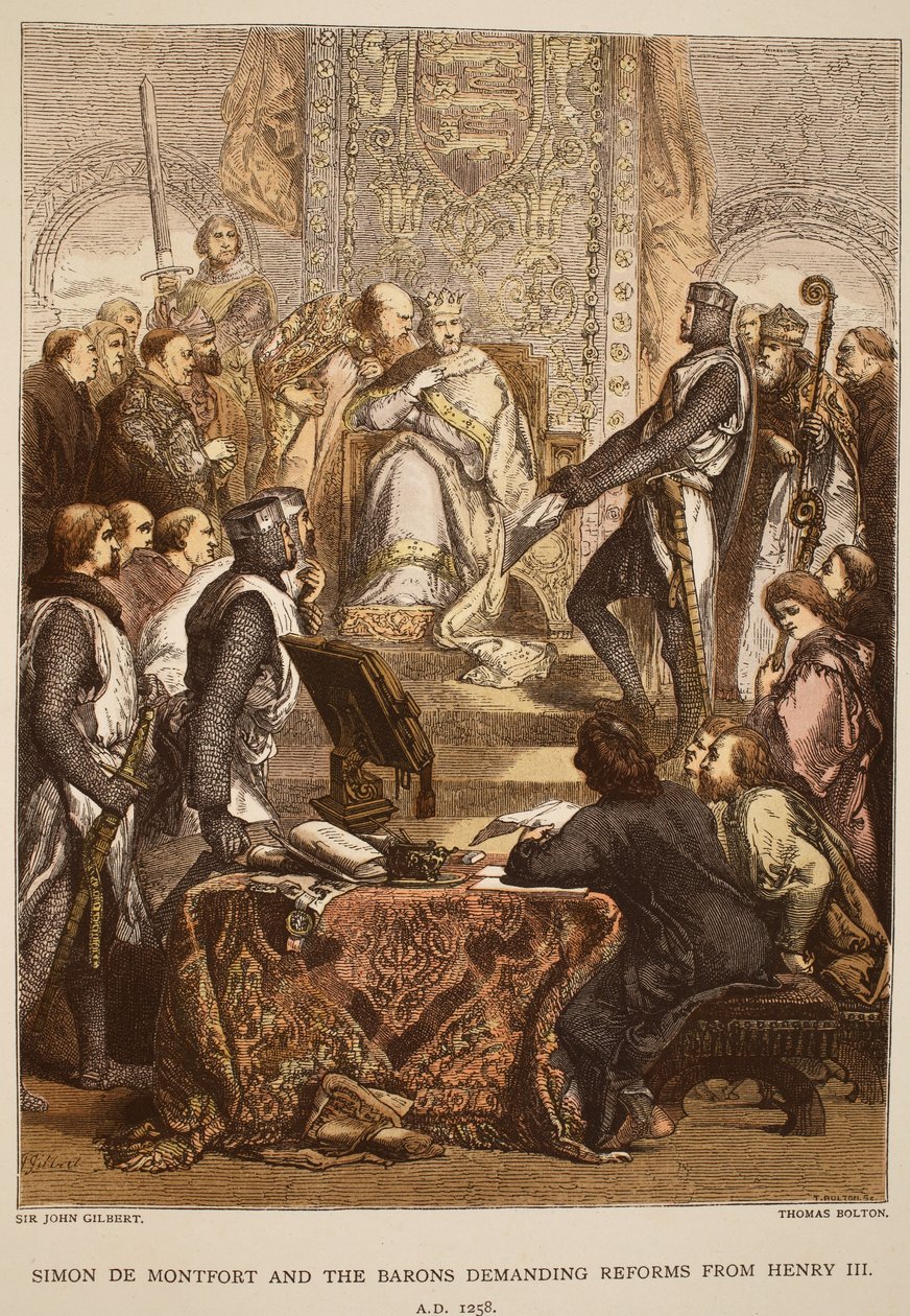Simon de Montfort and the Barons Demanding Reforms from Henry III, 1258, engraved by Thomas Bolton by John Gilbert
