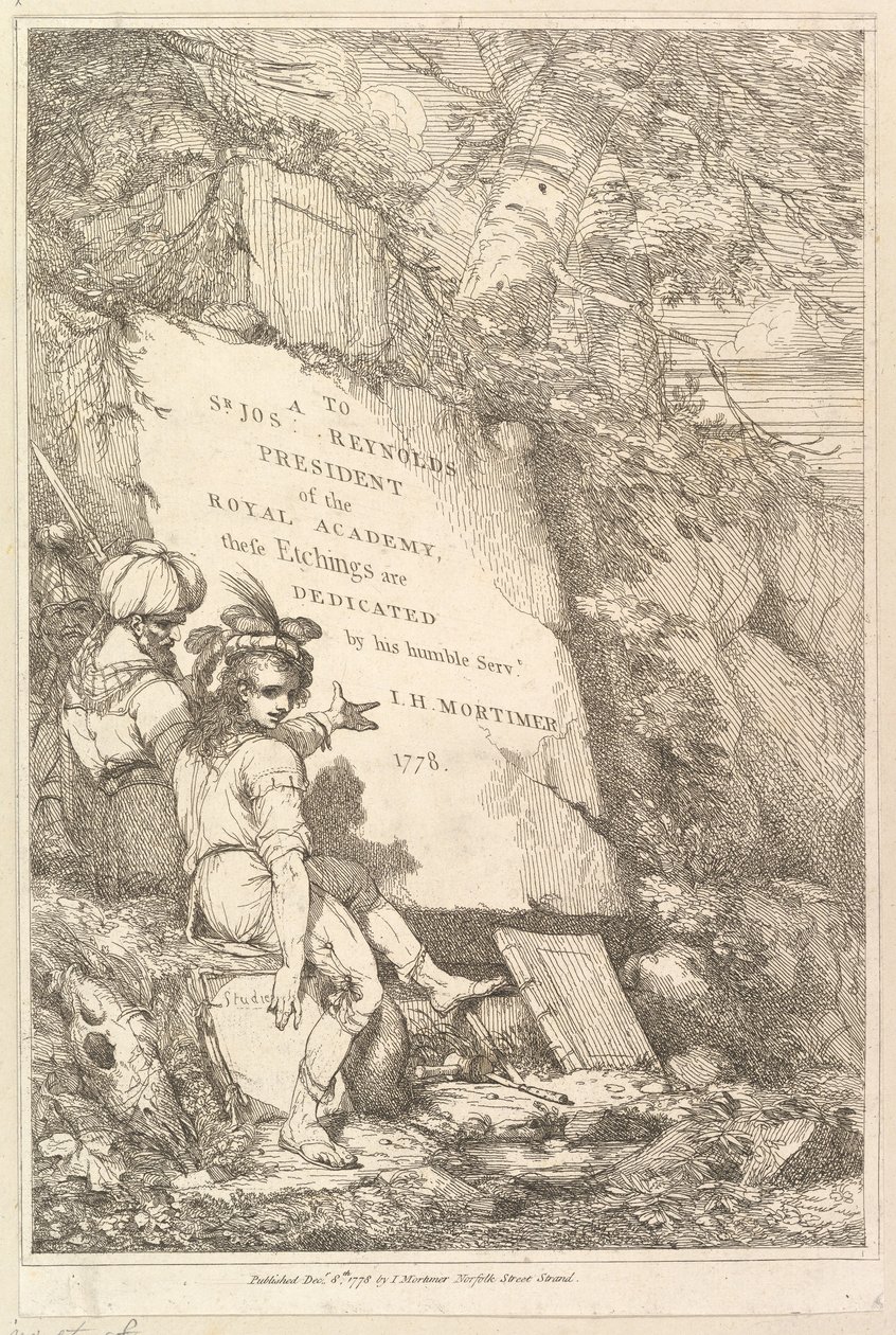 Frontispiece Fifteen Etchings Dedicated to Sir Joshua Reynolds, 1778 by John Hamilton Mortimer
