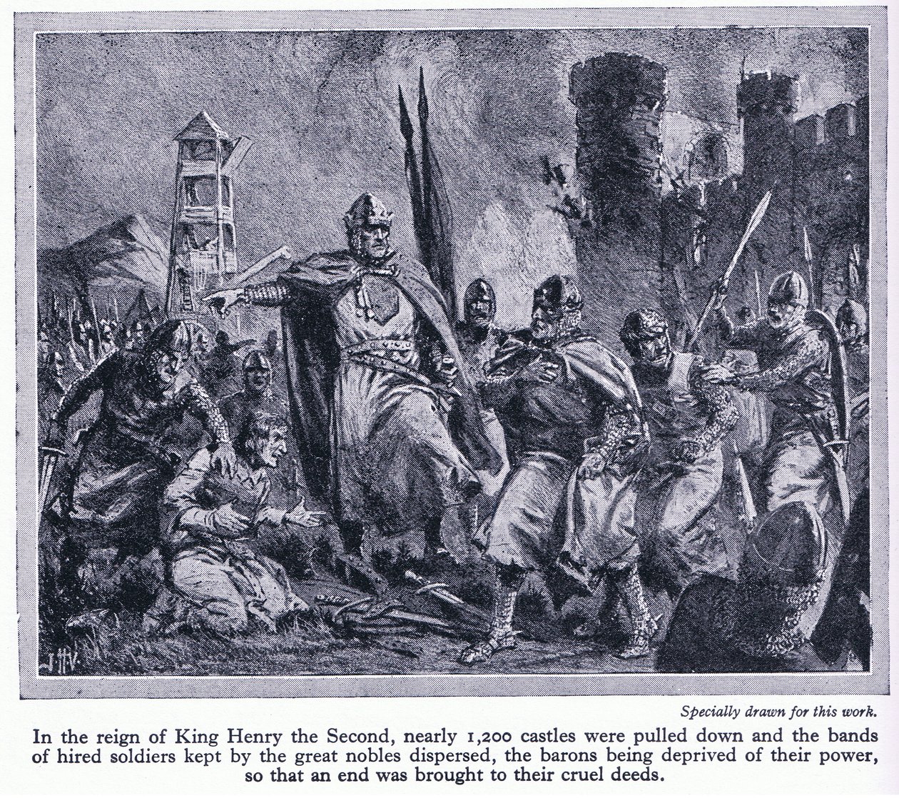 In the Reign of King Henry II Nearly 1200 Castles Were Pulled Down, Thus Depriving the Barons of Their Power by John Harris Valda