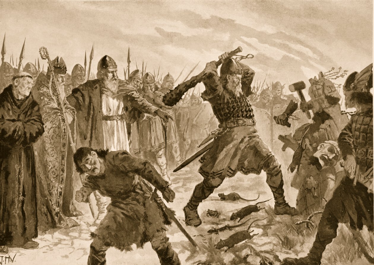 King Olaf the Saint Breaking the Image of the God Thor, 1020 by John Harris Valda
